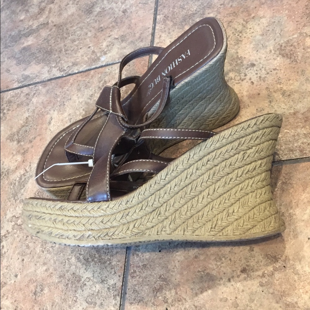 Vintage platform 90’s Y2k wedge 9 brown sandal - Picture 2 of 7